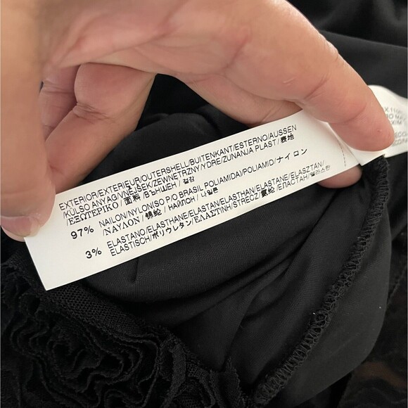 Zara Evening Strapless Dress Size S City Party Bodycon Black Raised Tulle Roses - Picture 13 of 14